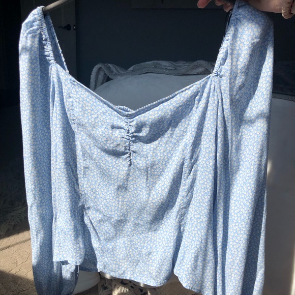 H&M square neck floral top with sleeves XL - Picture 1 of 4